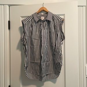 AG Adriano Goldschmeid Cap Sleeve Button Down Striped Shirt Size S